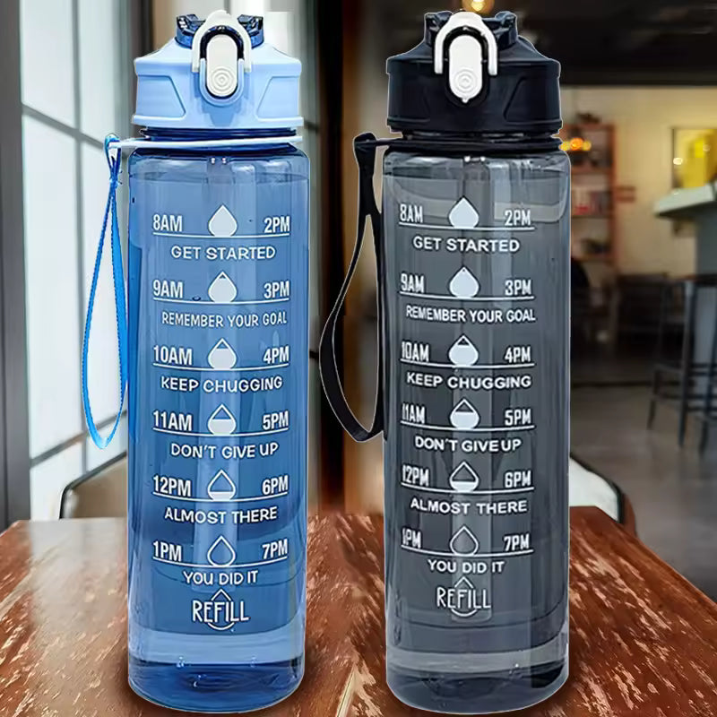 Lunvail ™ 800 ml sportsvandflaske-lækagebesæt BPA-fri flaske med tidsmarkeringer til fitness, rejse og daglig hydrering