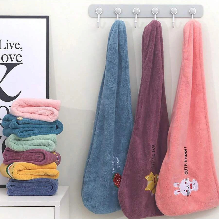 Lunvail ™ broderet koral fleece hårtørringshætte-Ultra Absorbent Quick-Dry håndklæde til kvinder