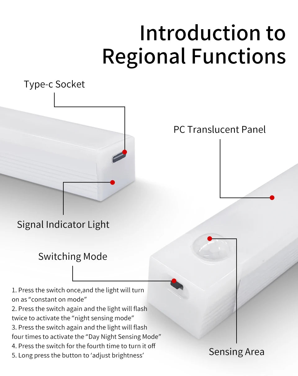 <tc>Lunvail</tc> ™ Smart Motion Sensor Light - dobíjecí bezdrátové LED noční světlo s automatickým senzorem (10–50 cm)