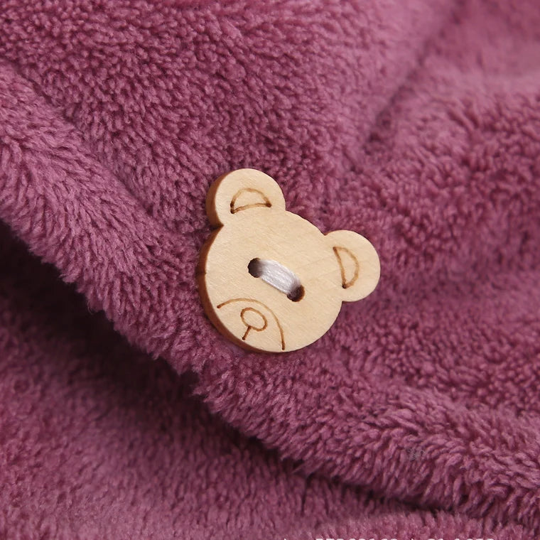 Lunvail ™ broderet koral fleece hårtørringshætte-Ultra Absorbent Quick-Dry håndklæde til kvinder