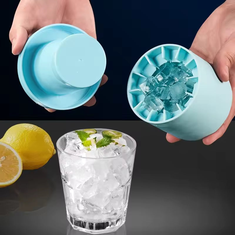 Silicone Ice Cube Mold Round Ice Bucket | Space-Saving Portable Ice Maker for Cocktails & Summer Drinks