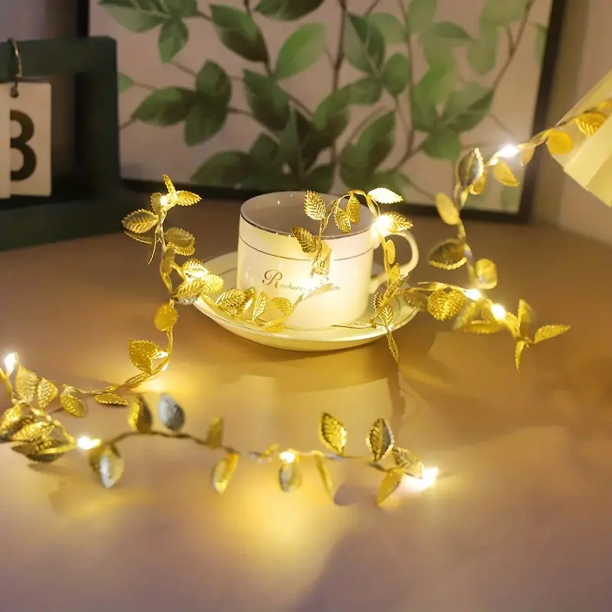 <tc>Lunvail</tc> ™ Golden & Silver Leaf Fairy String Lights-bateriový LED Garland (20/50/100 LED)