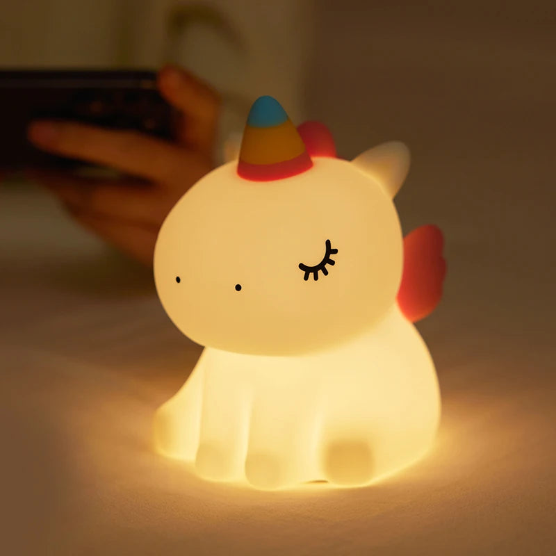 🦄 Silikonové LED noční světlo s jednorožcem