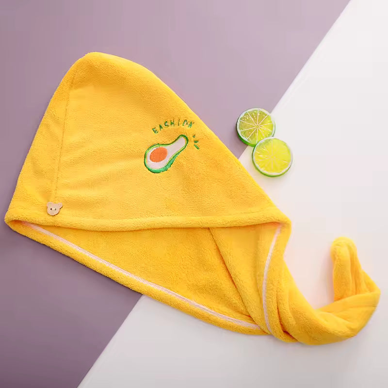 Lunvail ™ broderet koral fleece hårtørringshætte-Ultra Absorbent Quick-Dry håndklæde til kvinder
