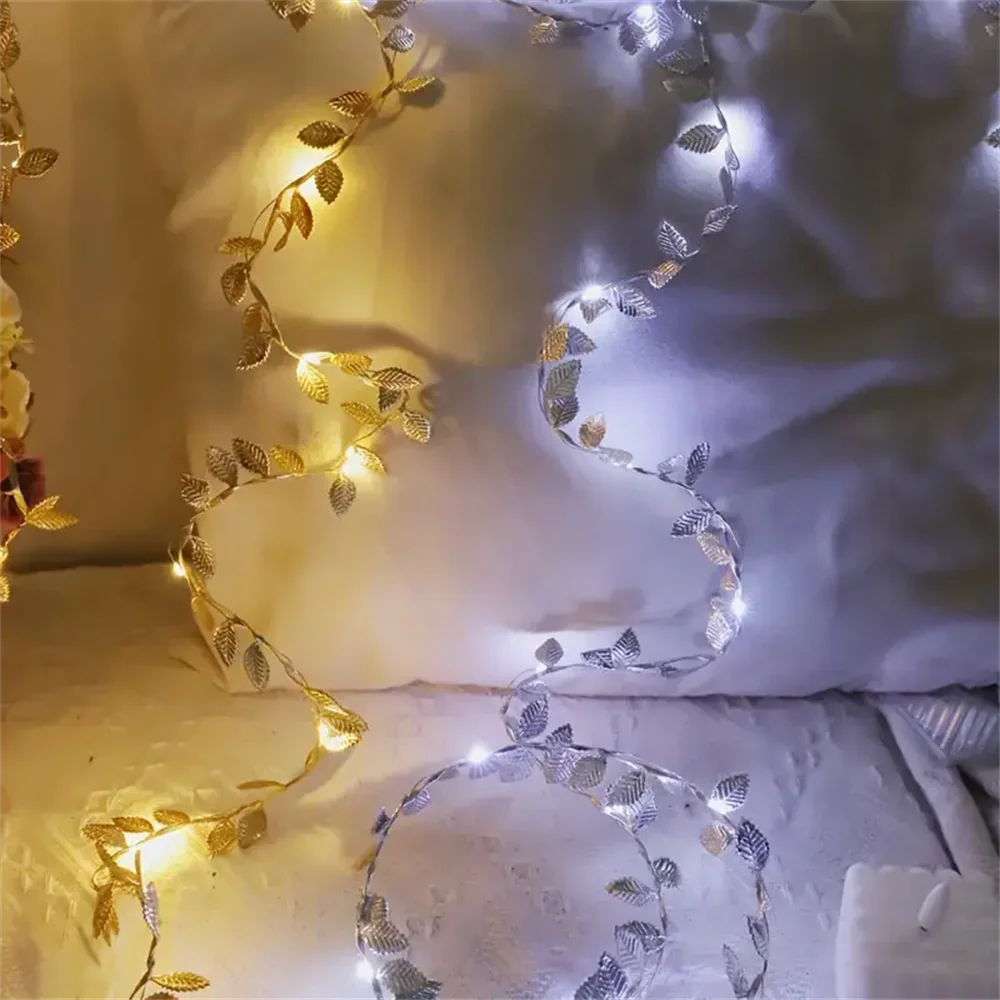 <tc>Lunvail</tc> ™ Golden & Silver Leaf Fairy String Lights-bateriový LED Garland (20/50/100 LED)