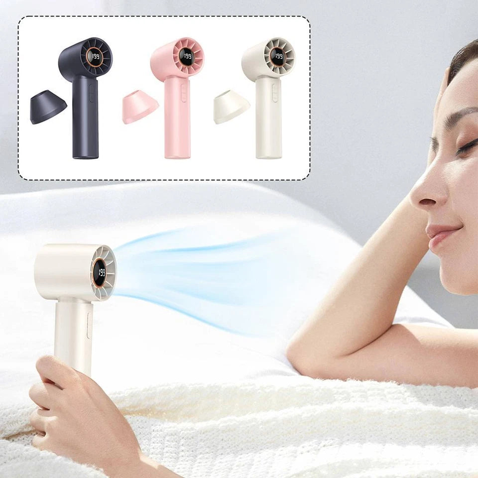 Mini Bladeless Handheld Fan - USB Genopladelig bærbar personlig køleventilator (100 vindhastigheder)