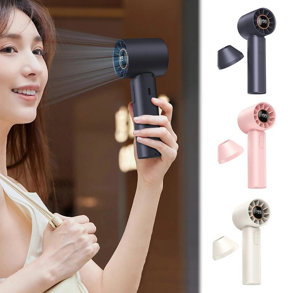 Mini Bladeless Handheld Fan - USB Genopladelig bærbar personlig køleventilator (100 vindhastigheder)
