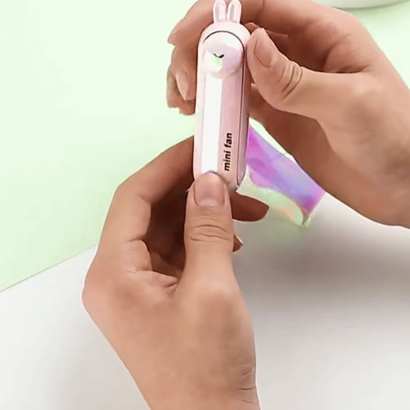 Lunvail ™ sød mini bærbar ventilator-sammenfoldelig, USB-genopladelig, 3 hastigheder