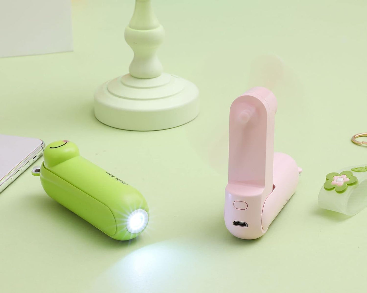 Lunvail ™ sød mini bærbar ventilator-sammenfoldelig, USB-genopladelig, 3 hastigheder