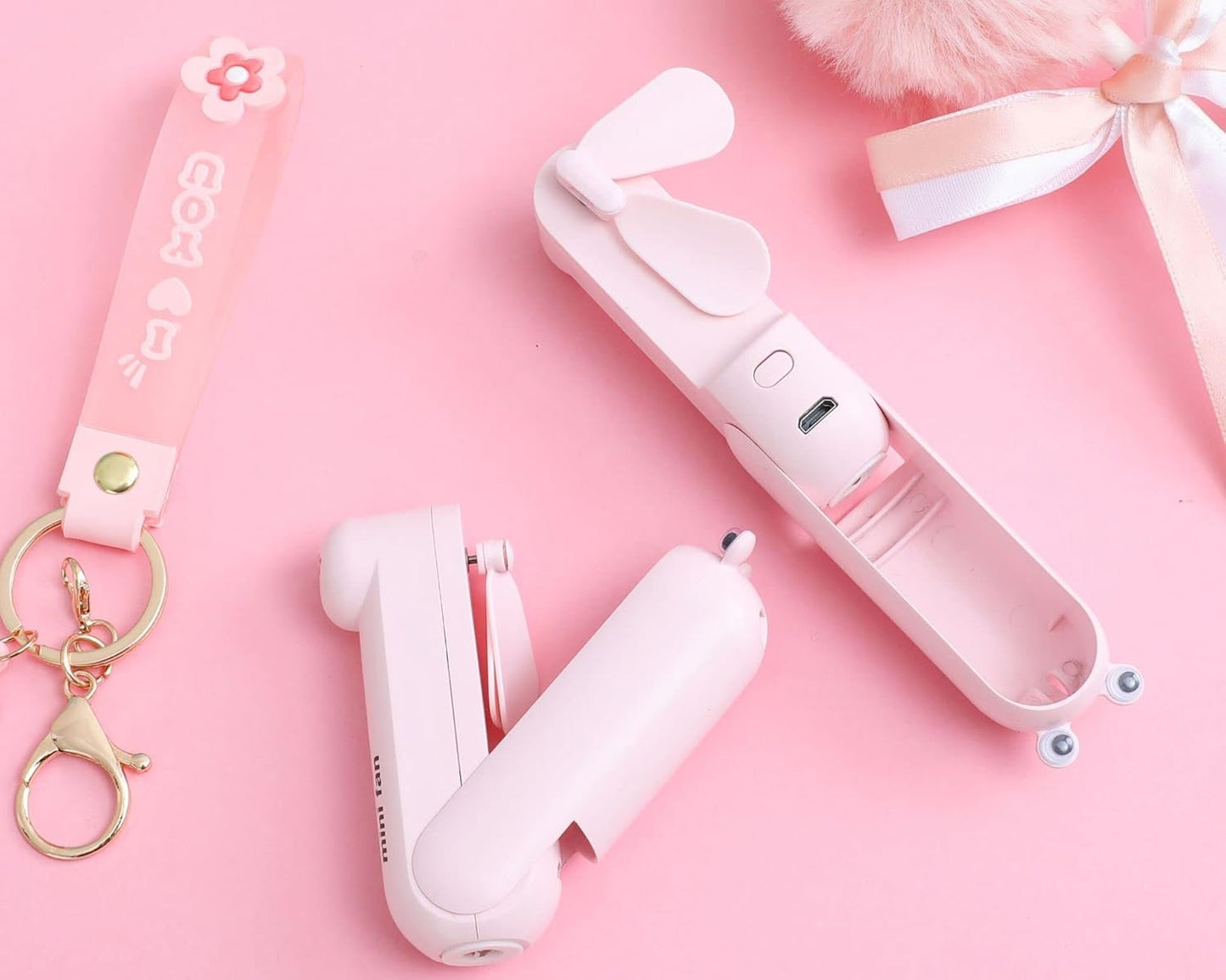 Lunvail ™ sød mini bærbar ventilator-sammenfoldelig, USB-genopladelig, 3 hastigheder