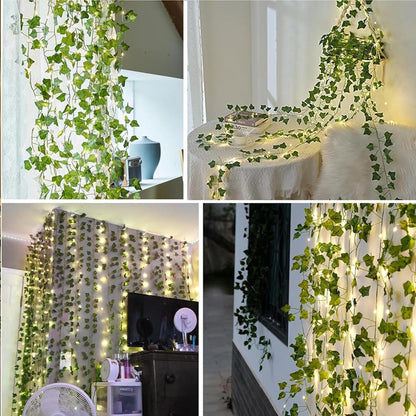 <tc>Lunvail</tc> ™ Green Leaf Fairy String světla - bateriový LED věnec pro zahradu, svatby a prázdninový výzdoba