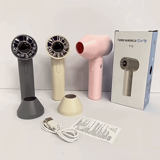 Mini Bladeless Handheld Fan - USB Genopladelig bærbar personlig køleventilator (100 vindhastigheder)