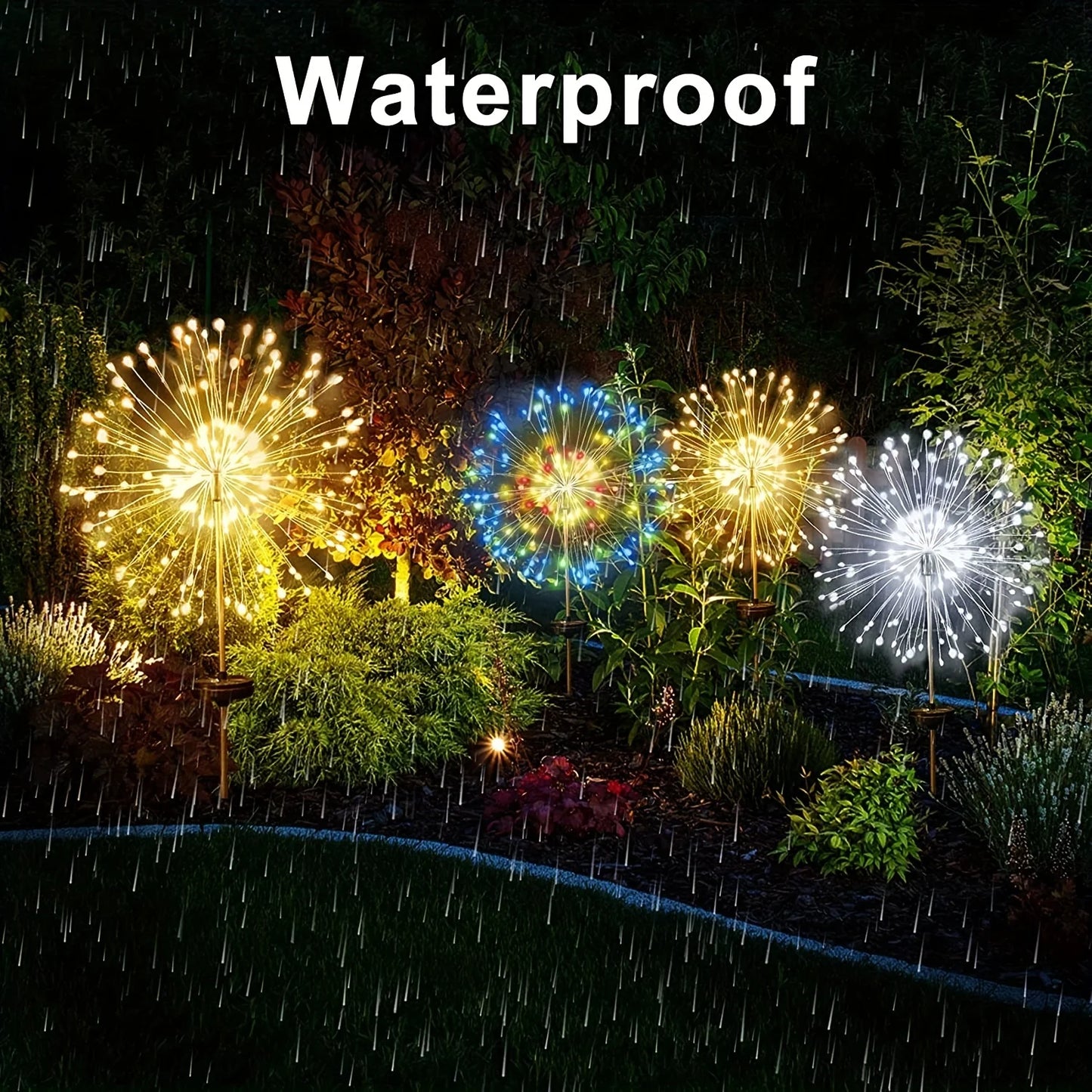 <tc><tc>Lunvail</tc></tc>™ Luce solare per fuochi d'artificio - Lampada natalizia con 200 LED per esterni in filo di rame per giardino, parete, patio ed eventi