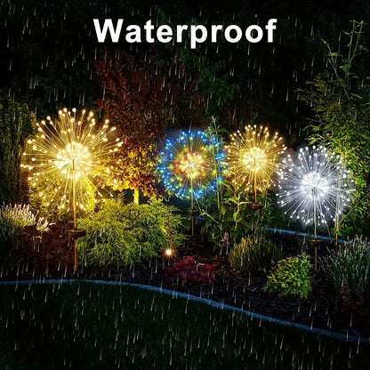 <tc><tc>Lunvail</tc></tc>™ Luce solare per fuochi d'artificio - Lampada natalizia con 200 LED per esterni in filo di rame per giardino, parete, patio ed eventi