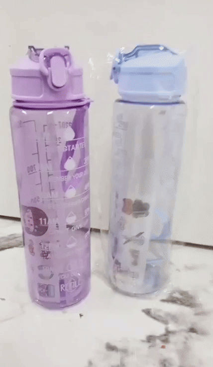 Lunvail ™ 800 ml sportsvandflaske-lækagebesæt BPA-fri flaske med tidsmarkeringer til fitness, rejse og daglig hydrering