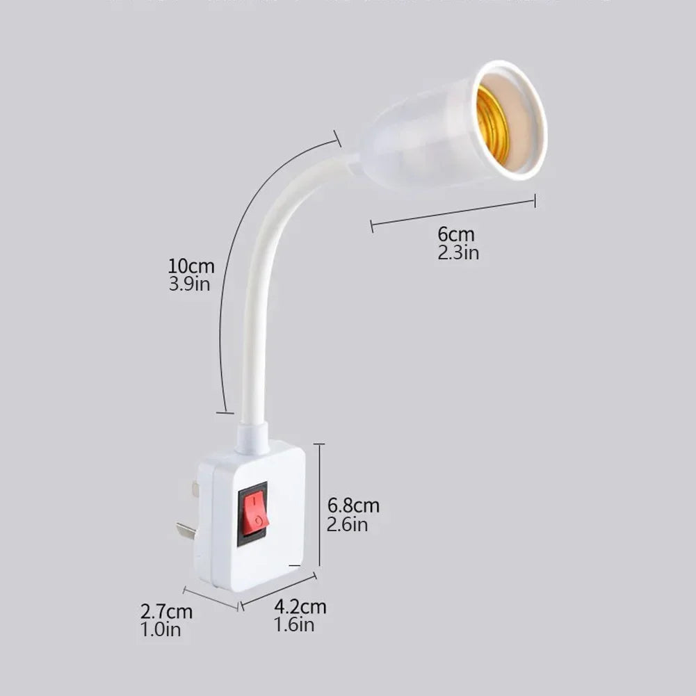 E27 Plug-in LED Light Socket dengan Switch-360 ° Pemegang lampu berputar untuk Penggunaan Dinding & Outlet | Palam EU/AS