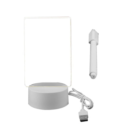 Akryl LED -opslagstavle Natlys - USB SLASABLE MEMO Lampe med pen til skrivebord, gaver og omgivende belysning