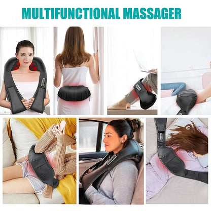 <tc><tc>Lunvail</tc></tc>™ Masajeador de cuello y hombros de amasamiento profundo: almohada térmica de cuerpo entero para relajarse en casa, en la oficina y de viaje