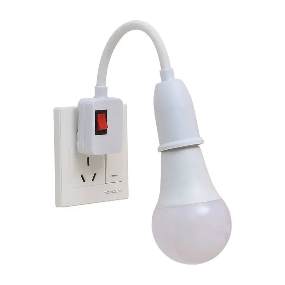 E27 Plug-in LED Light Socket dengan Switch-360 ° Pemegang lampu berputar untuk Penggunaan Dinding & Outlet | Palam EU/AS