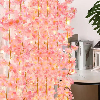 Blossomglow ™ Blossom Cherry faoi stiúir Garland - Fíniúna Solas Fairy 2m Floral do sheomra leapa, bainise & maisiúchán cóisir