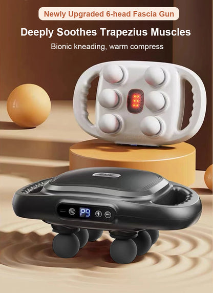 Gunna massage fascia ardmhinicíochta 6-ceann-Massager cnaguirlisí fíochán domhain le rialú tadhaill LED, 9 modh, agus lasc ama uathoibríoch