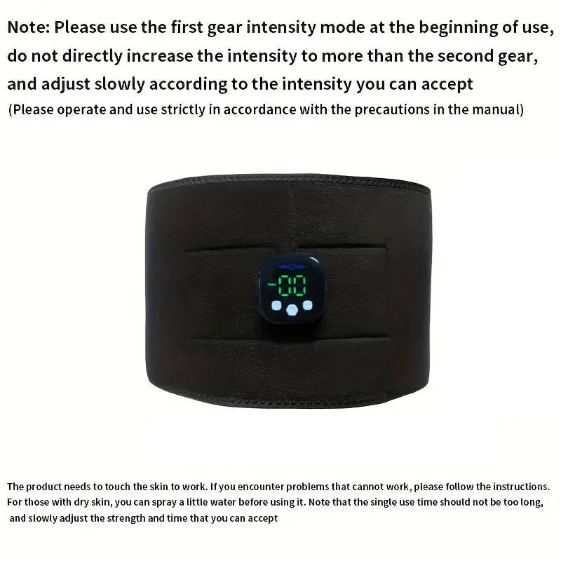 Smart abdominal muskelstimulator - EMS midjetrener og fettforbrennerbelte med USB -oppladbar kontrollenhet