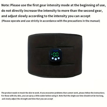 Smart abdominal muskelstimulator - EMS midjetrener og fettforbrennerbelte med USB -oppladbar kontrollenhet