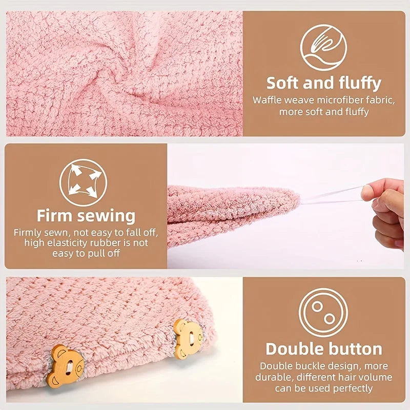 Wrap di asciugamano per capelli a colori solidi Lunvail ™ - tappo a testura ultra assorbente per asciugatura rapida e controllo crespo
