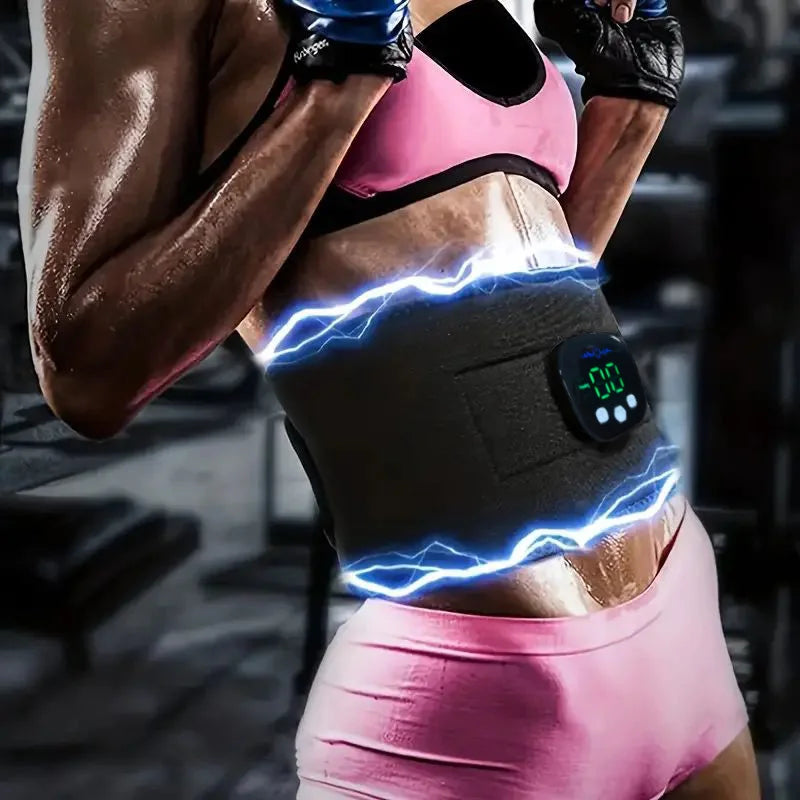 Smart abdominal muskelstimulator - EMS midjetrener og fettforbrennerbelte med USB -oppladbar kontrollenhet