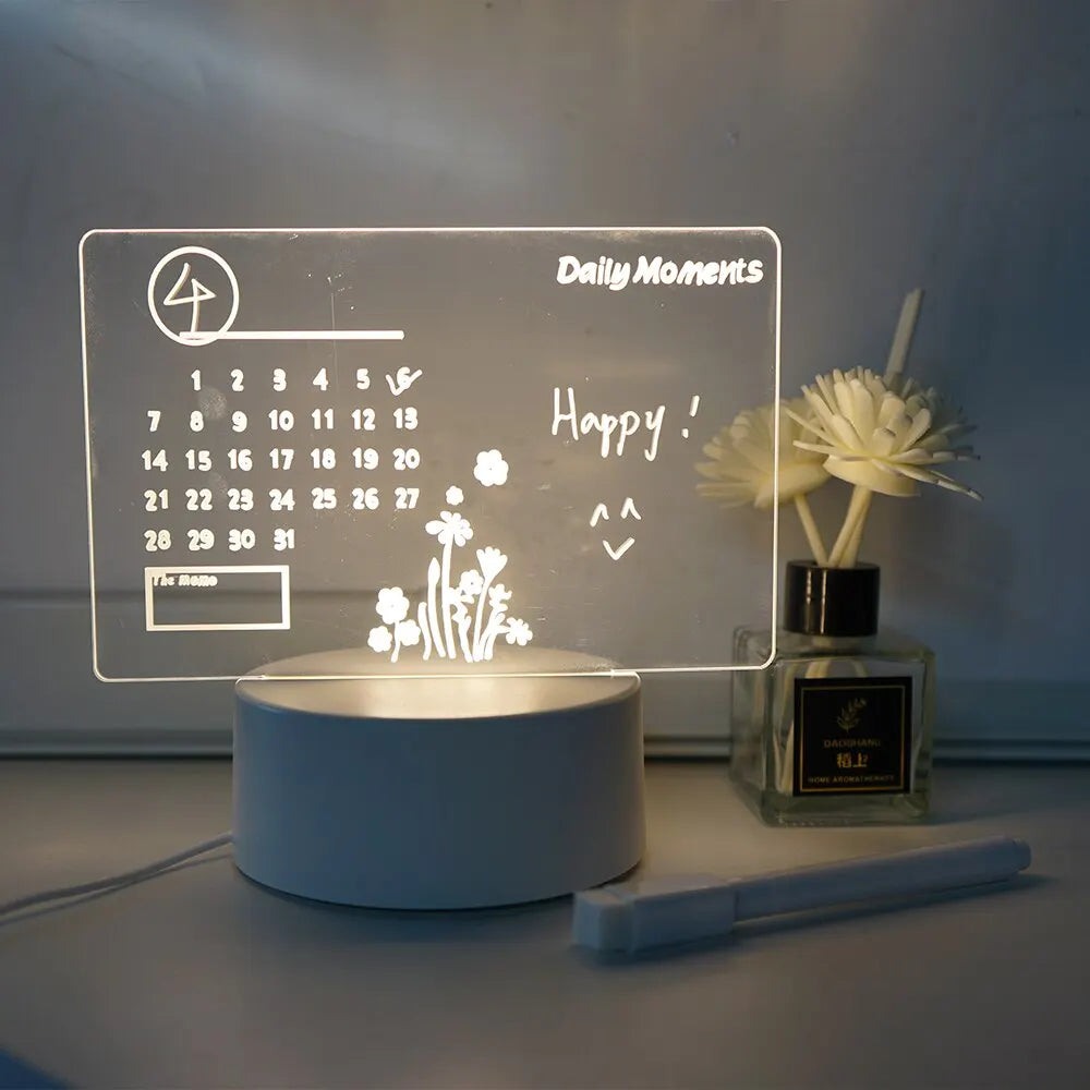📝 Kreativ LED-nattlampe for meldingstavle – Skriv, lys opp og nyt!