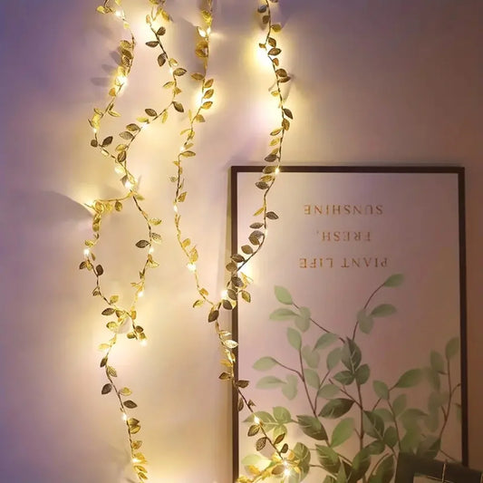 <tc>Lunvail</tc> ™ Golden & Silver Leaf Fairy String Lights-bateriový LED Garland (20/50/100 LED)