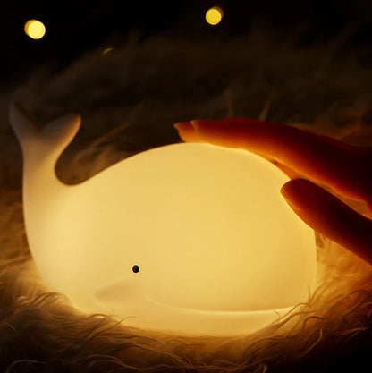 Silikonové noční světlo WhaleGlow ™-7barevná dobíjecí velryba pro děti, školka a postel