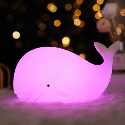 Silikonové noční světlo WhaleGlow ™-7barevná dobíjecí velryba pro děti, školka a postel
