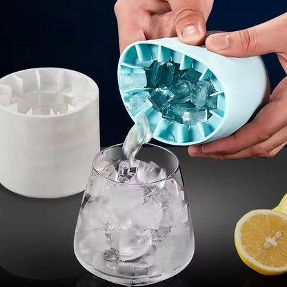 Silicone Ice Cube Mold Round Ice Bucket | Space-Saving Portable Ice Maker for Cocktails & Summer Drinks