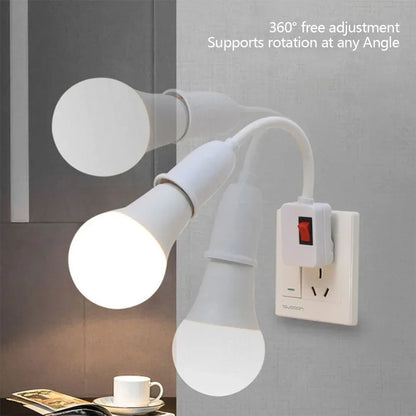 E27 Plug-in LED Light Socket dengan Switch-360 ° Pemegang lampu berputar untuk Penggunaan Dinding & Outlet | Palam EU/AS