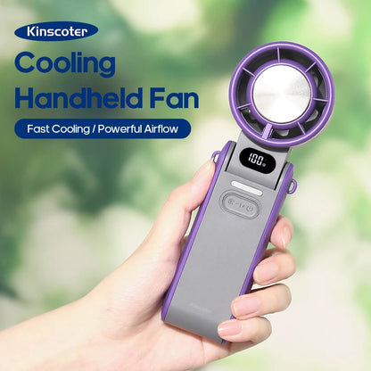 3600mAh Rechargeable Electric Handheld Fan 100 Speeds Adjustable Portable Outdoor Foldable Mini Air Cooling Turbo Fan w/ Lanyard