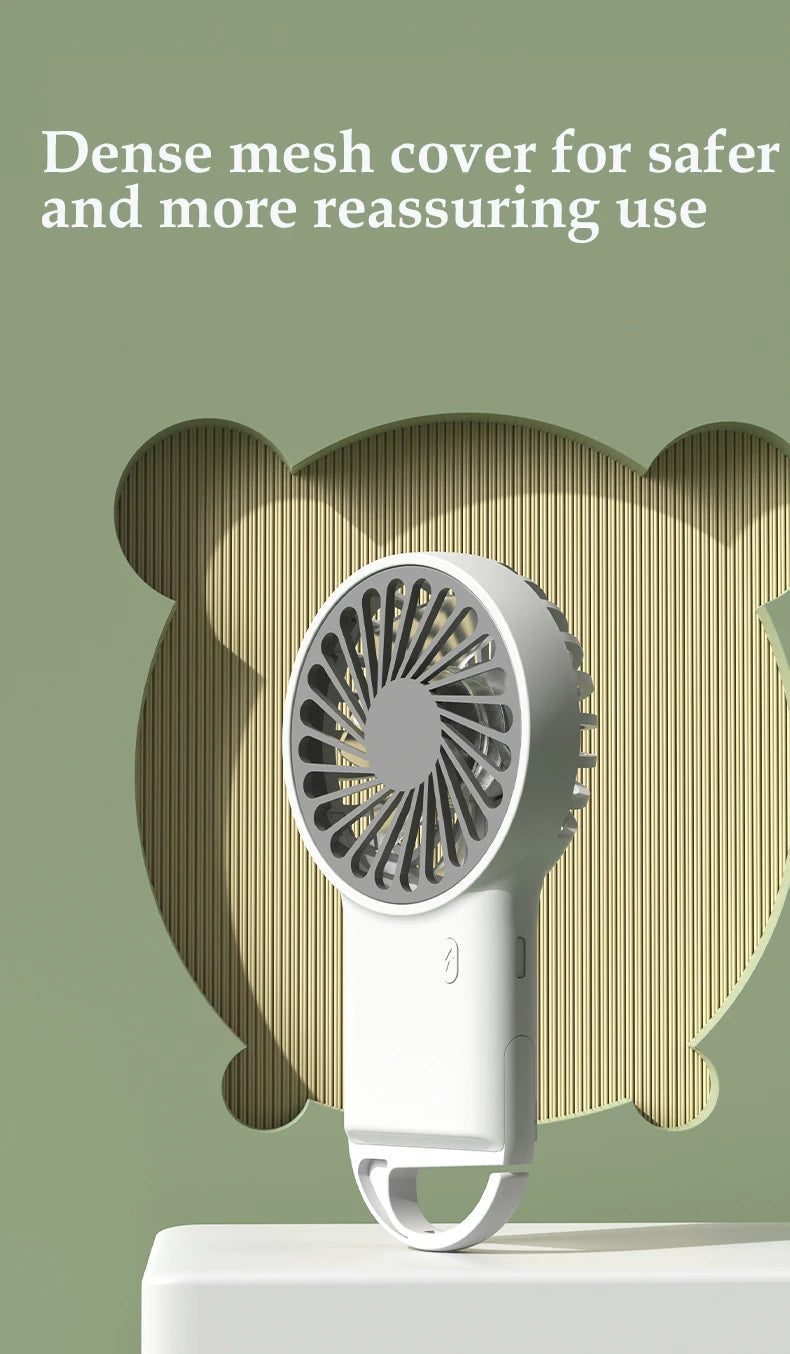 🌬️ Mini bærbar USB -køleventilator med kroge - genopladelig og kraftfuld