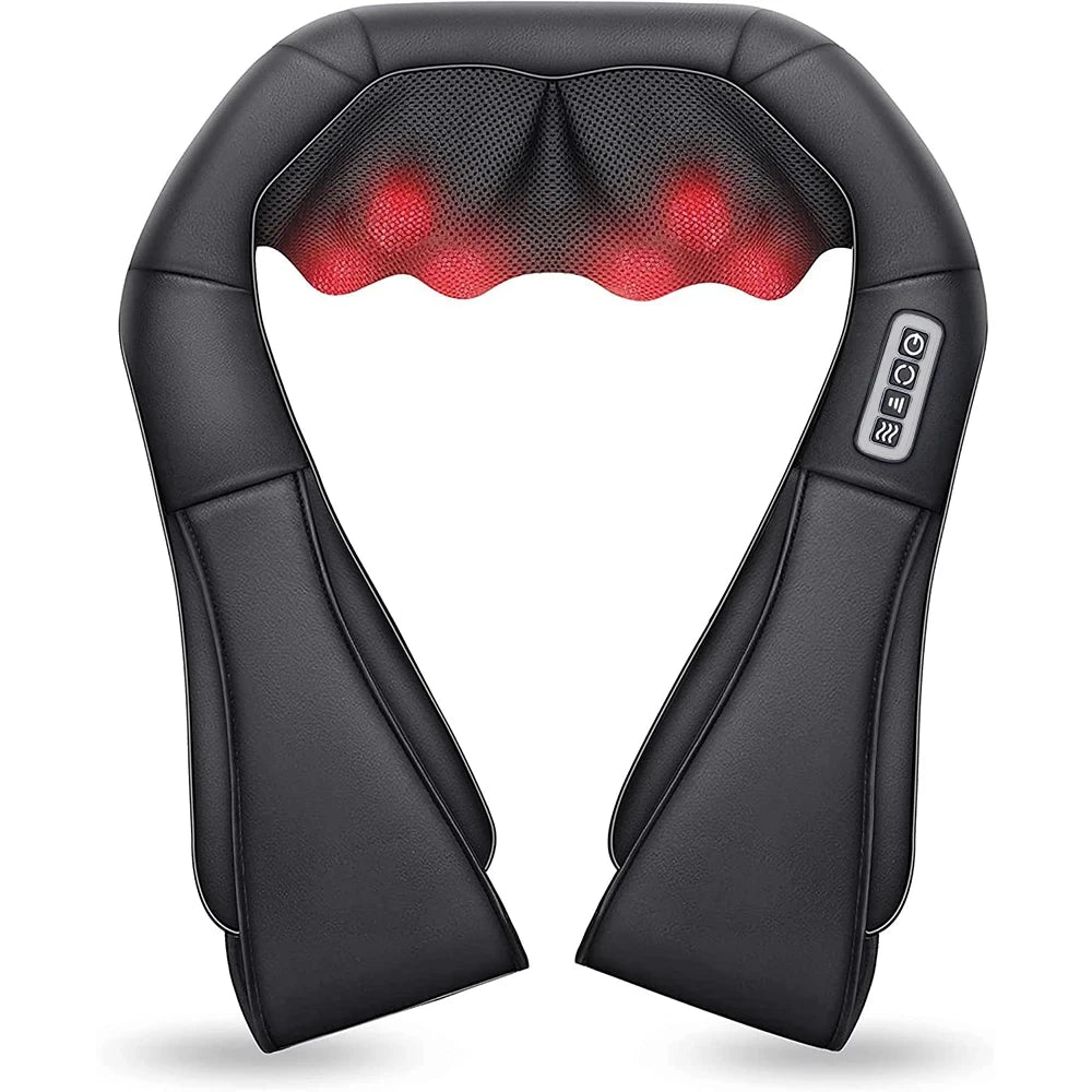 <tc><tc>Lunvail</tc></tc>™ Masajeador de cuello y hombros de amasamiento profundo: almohada térmica de cuerpo entero para relajarse en casa, en la oficina y de viaje