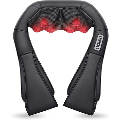 <tc><tc>Lunvail</tc></tc>™ Masajeador de cuello y hombros de amasamiento profundo: almohada térmica de cuerpo entero para relajarse en casa, en la oficina y de viaje