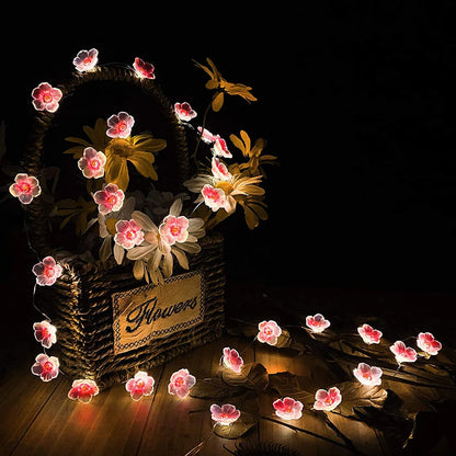 <tc>Lunvail</tc>™ 3M/2M ピンク チェリーブロッサム LED フェアリーライト – USB &amp; 電池式ストリングライト (20/30 LED)