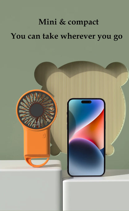 🌬️ Mini bærbar USB -køleventilator med kroge - genopladelig og kraftfuld