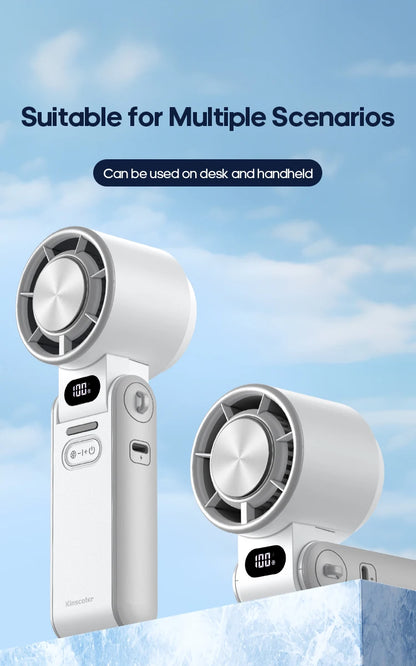3600mAh Rechargeable Electric Handheld Fan 100 Speeds Adjustable Portable Outdoor Foldable Mini Air Cooling Turbo Fan w/ Lanyard