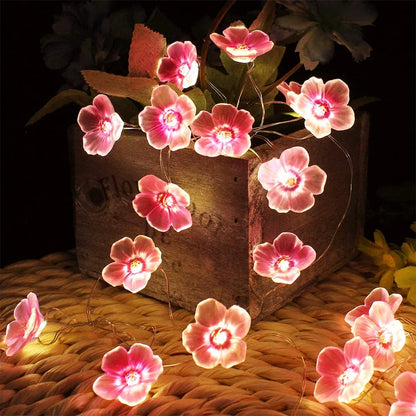 <tc>Lunvail</tc>™ 3M/2M ピンク チェリーブロッサム LED フェアリーライト – USB &amp; 電池式ストリングライト (20/30 LED)