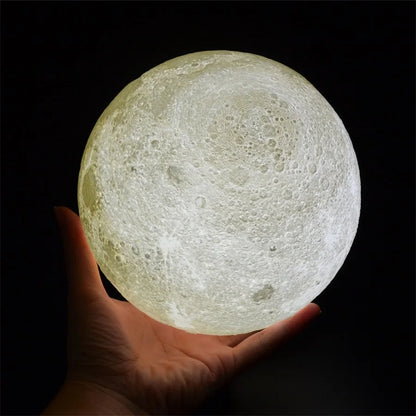 Mini Moon Night Light - لامپ LED چاپ شده سه بعدی (لمس و قابل شارژ) - 16 درخشش رنگی برای اتاق خواب ، هدایا و اتاق بچه ها