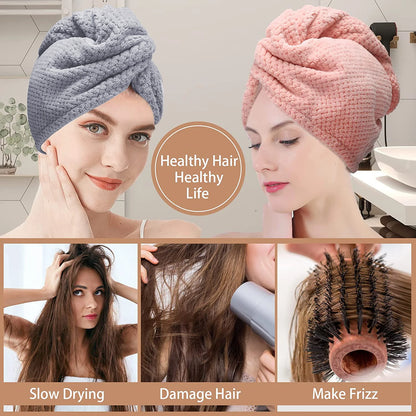 Wrap di asciugamano per capelli a colori solidi Lunvail ™ - tappo a testura ultra assorbente per asciugatura rapida e controllo crespo