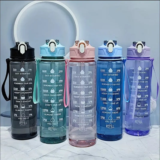 Lunvail ™ 800 ml sportsvandflaske-lækagebesæt BPA-fri flaske med tidsmarkeringer til fitness, rejse og daglig hydrering