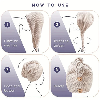 Wrap di asciugamano per capelli a colori solidi Lunvail ™ - tappo a testura ultra assorbente per asciugatura rapida e controllo crespo