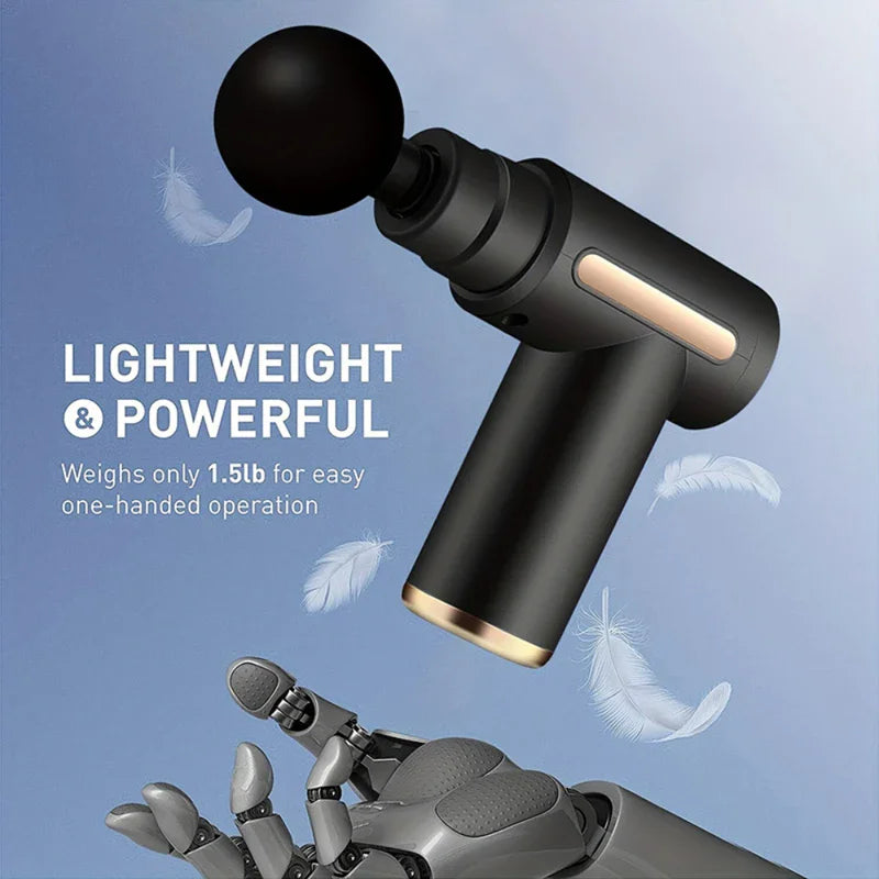 Propulse ™ Mini 4-pään hierontapistooli-Kevyt syvän kudoksen fascia-ase lihasten palautumiseen ja kivun lievittämiseen (3200 rpm, ultra-quiet)
