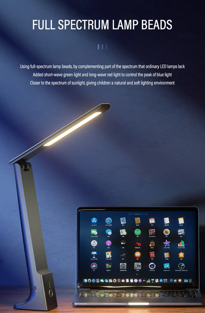 لامپ میز LED تاشو-کنترل لمس قابل شارژ USB ، محافظت از چشم ، نور 3 رنگ کم نور برای مطالعه ، دفتر و تختخواب