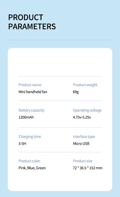 ミニポータブルハンドヘルドファン -  USB充電式および静かな冷却コンパニオン